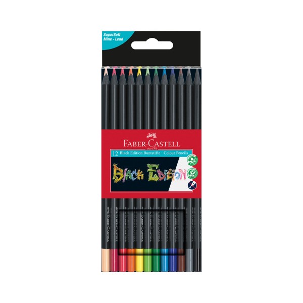 Faber-Castell Цветни моливи Black Edition, 12 цвята 1015120566