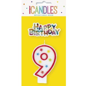 Свещ Unique цифра 9 с плочка HBD 37319