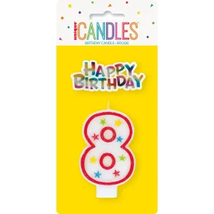 Свещ Unique цифра 8 с плочка HBD 37318