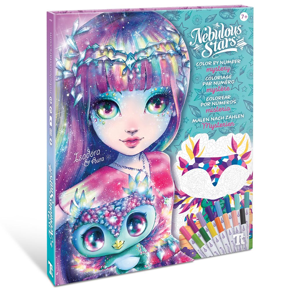 Nebulous Stars N11382 Книжка с 15 двустранни флумастера, Оцветявай по номера, Мистерия