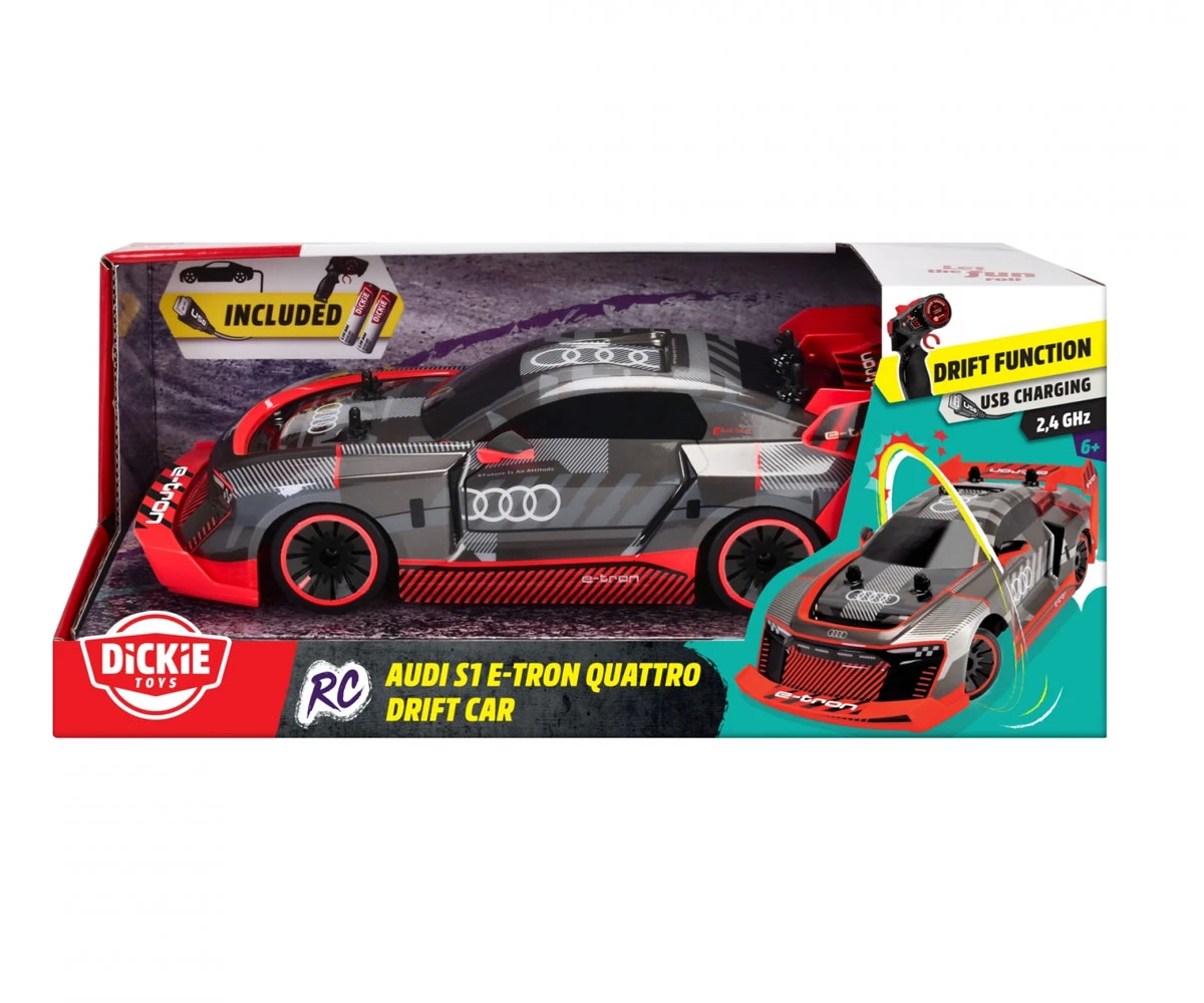 Dickie Toys 201106011 Радиоуправляема кола Дики, Audi S1 E-Tron Quattro Drift Car RTR, 30 см
