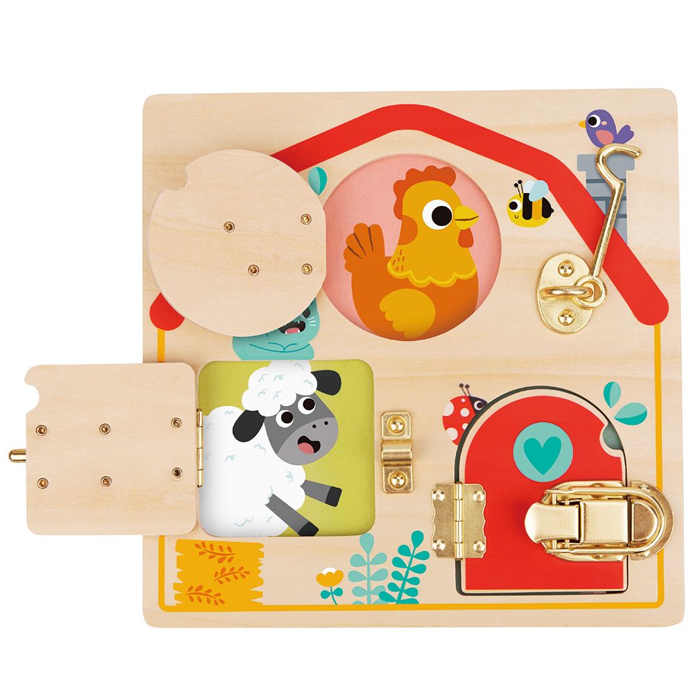 Tooky Toy TH985 Дървена активна дъска, Къща с ключалки