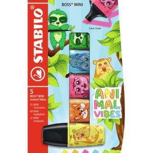 Stabilo STB-62416-10 Комплект мини текст маркери Boss Mini, Animal Vibes, 5 броя