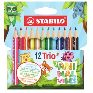 Stabilo ST205/12-05 Комплект цветни моливи Trio thick,mini, Animal Vibes, 12 цвята