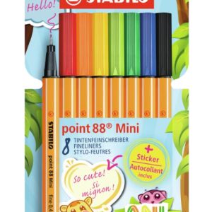 Stabilo ST688/8-07 Комплект тънкописци Point 88 Mini, Animal Vibes, 8 цвята