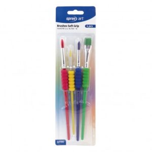 Spree 59190 Четки за рисуване Soft grip, 4 бр., кръгли - 2, 6, 10, плоска - 12