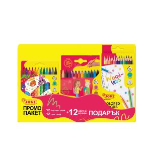 Jovi JPR202A Комплект промо флумастери, пастели и моливи 12 цвята